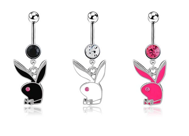 Cute rabbit belly button ring belly dance jewelry