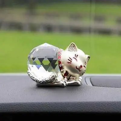 Car Decoration Alloy Crystal Lucky Cat Diamond Cat Ifts