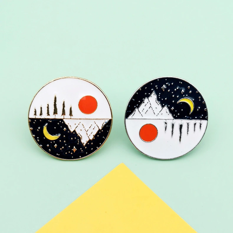 Round enamel shirt brooch