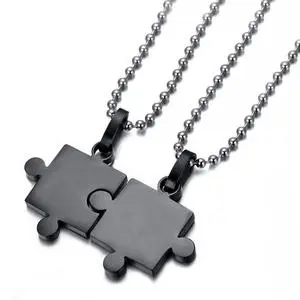 Glossy puzzle couple pendant