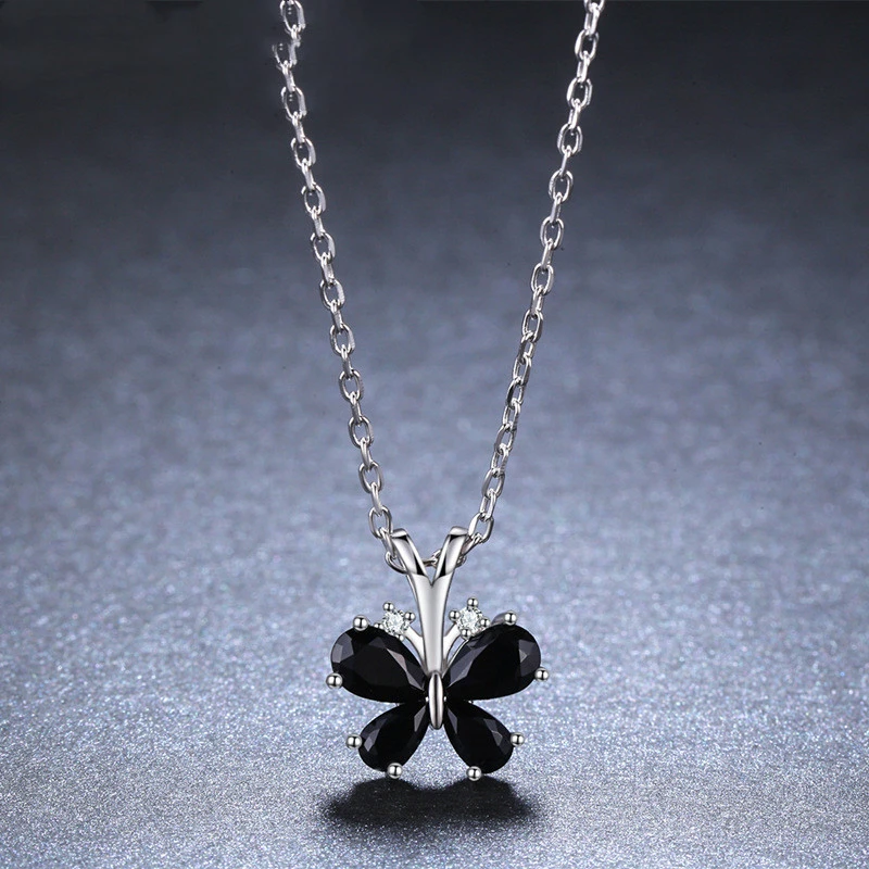 Black AwnS 925 Sterling Silver Necklace Butterfly