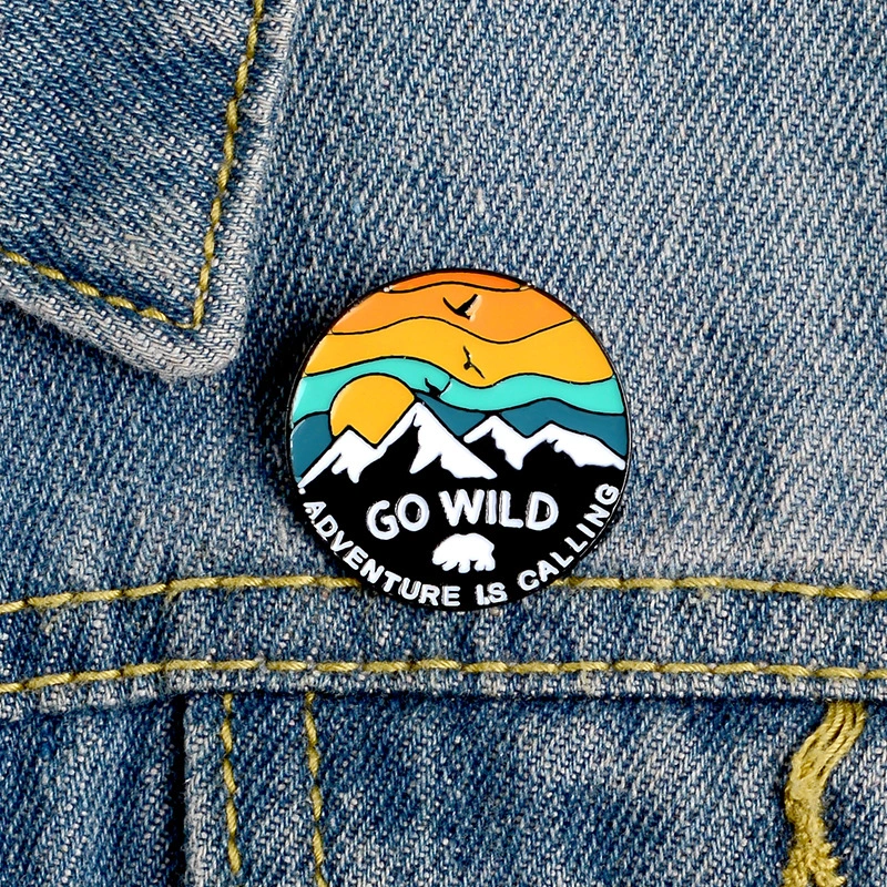 Snow Mountain Sunset Badge Pin
