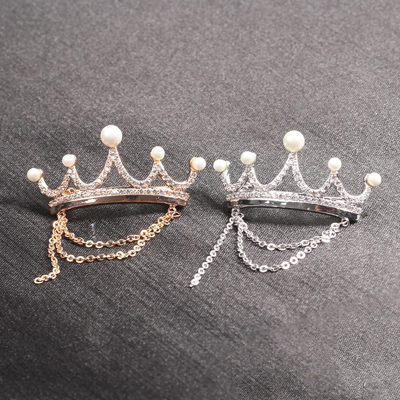 Pearl gold and silver crown brooch