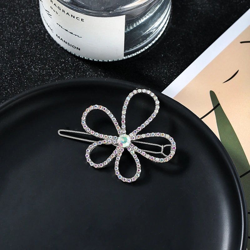 Rhinestone Flower Hairpin Female Hollow Small Flower Lace Clip Hairpin