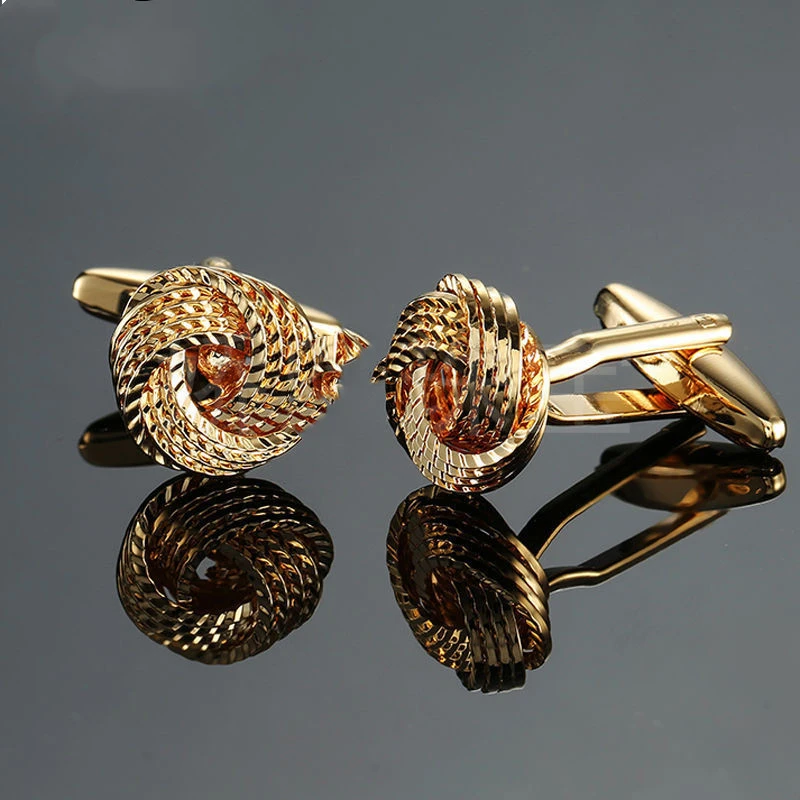 Gold-Plated Twist Cufflinks French Shirt Cuff Cufflinks