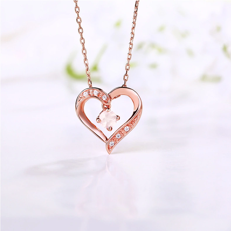 S925 Sterling Silver Heart-Shaped Natural Pendant