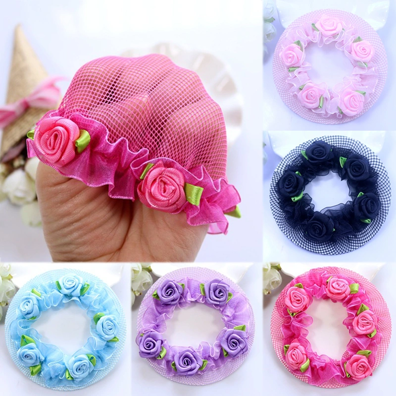 Stretch mesh hair pocket flowers