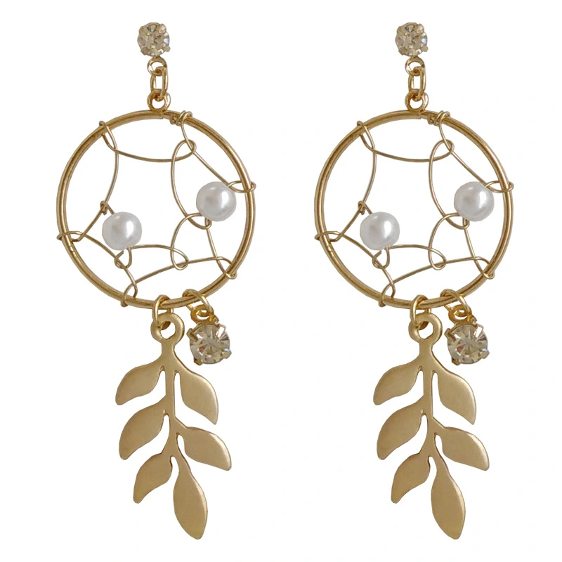 Dreamcatcher Earrings Small  Leaf Tassels