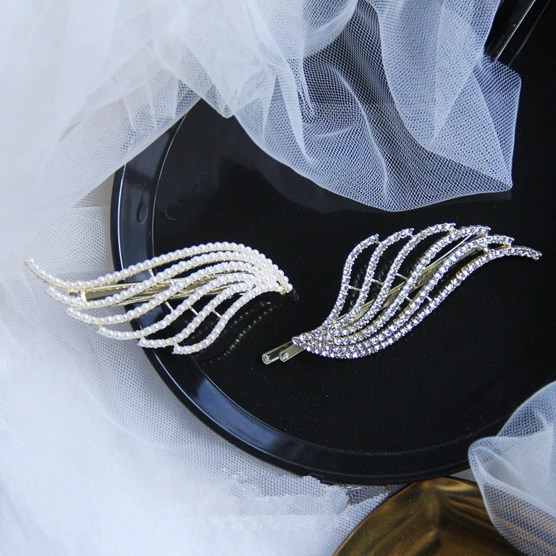 Wing hairpin shines rhinestone girl word clip hairpin