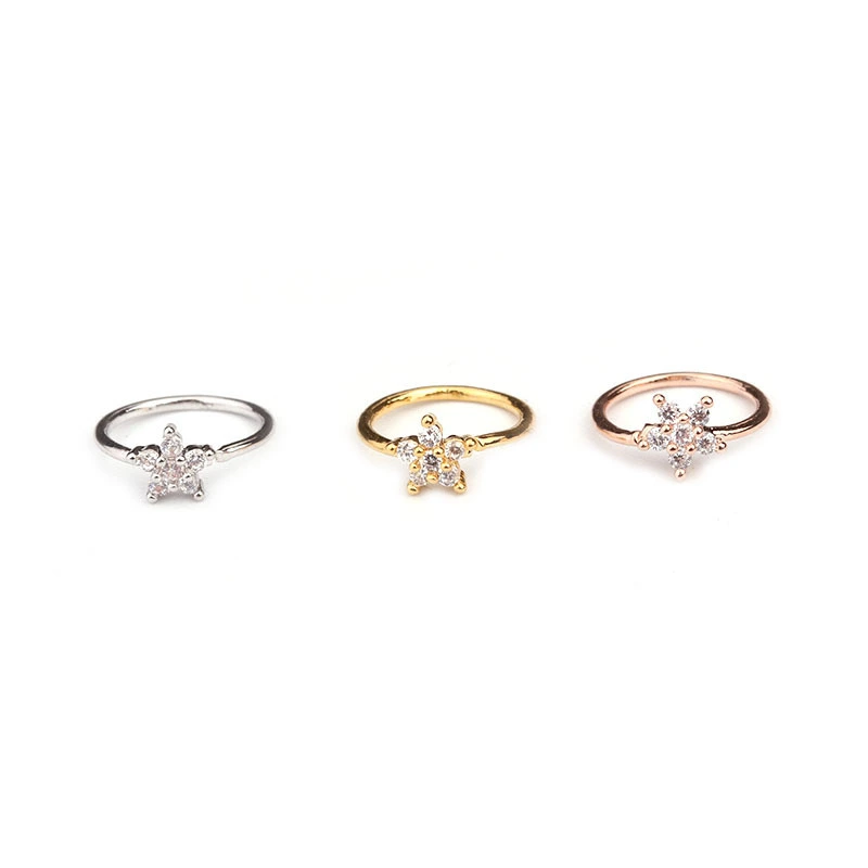 Nose Piercing Body Jewelry Ring Tiny Flower Helix