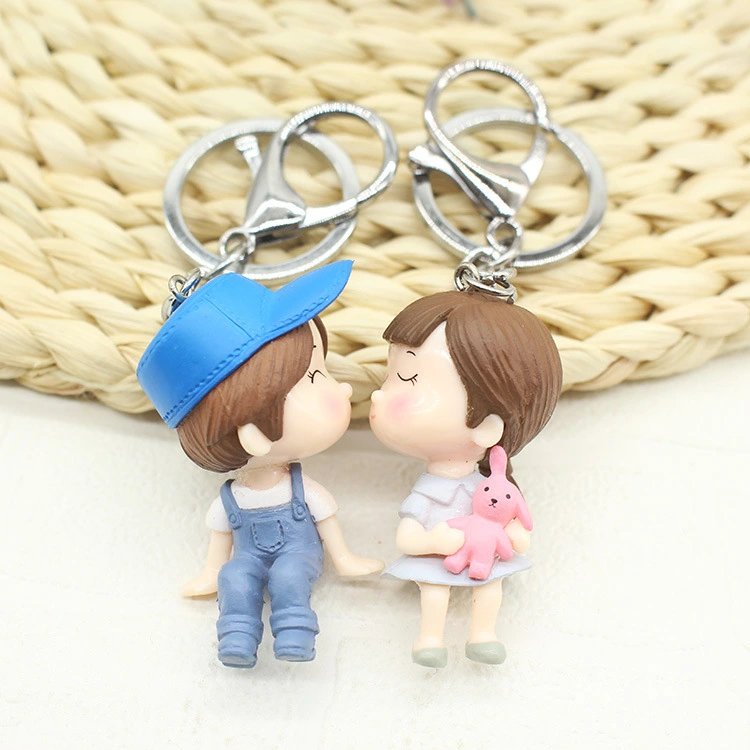 Cute cartoon doll couple keychain