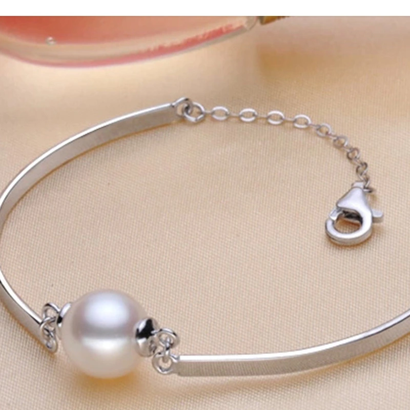 Ladies round s925 silver precious beads bracelet