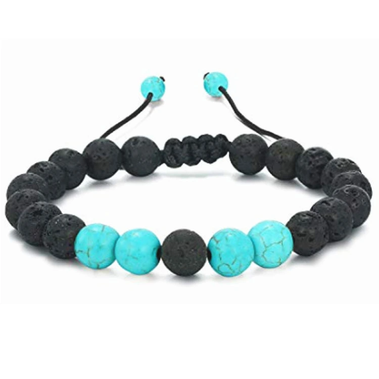 Turquoise volcanic stone braided bracelet