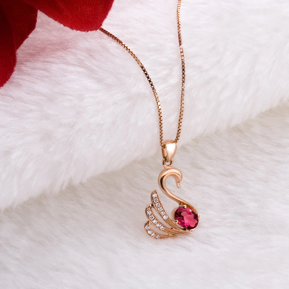 Swan Necklace 925 Silver Rose Gold Plated Pendant Color Treasure Necklace