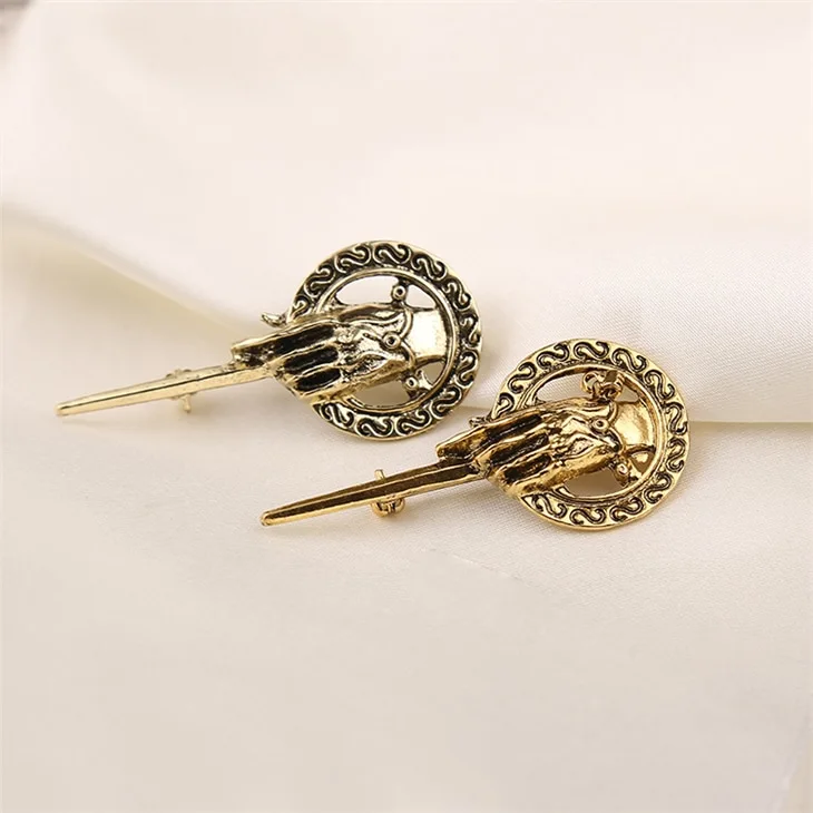 Power Game King Scepter Hand BROOCH BADGE Commemorative