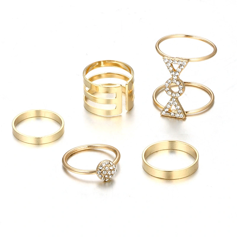 Creative Glossy Simple Personality Golden Diamond Circle Ring Ring