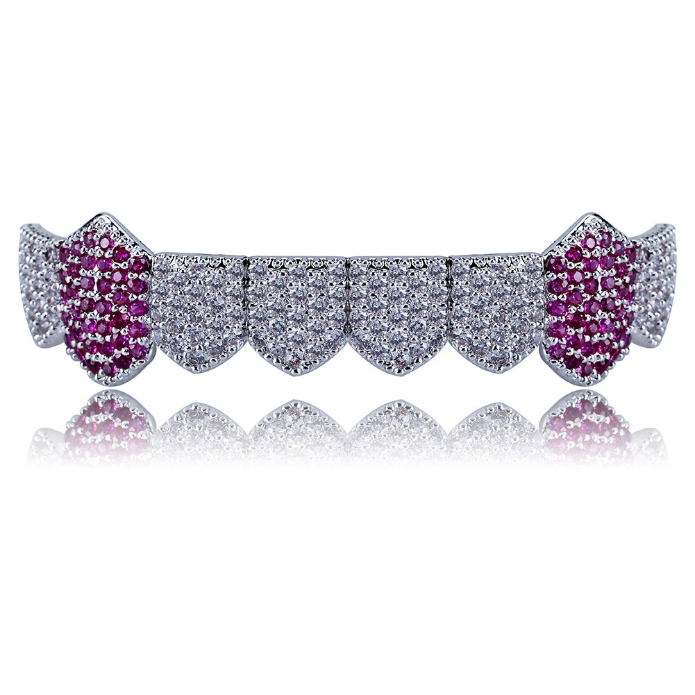 Gold braces with zircon inlay