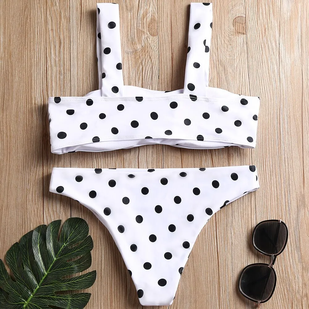 Dot print split bikini