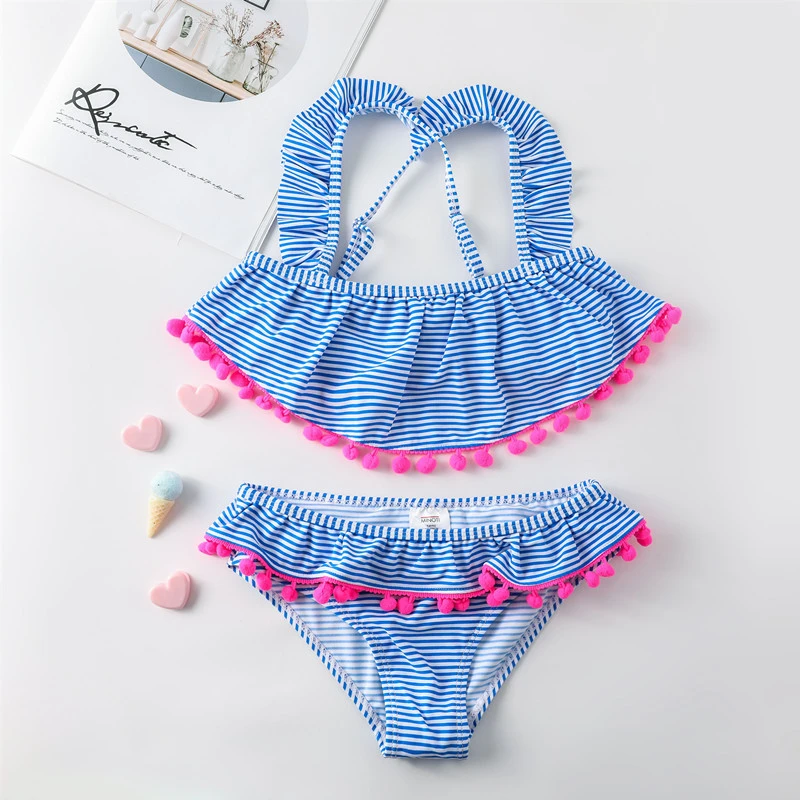 Children's Furball Lace Striped Split Bikini