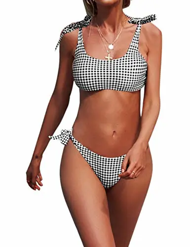 Retro Plaid Bow two piece swimsuit