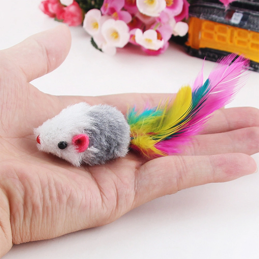 Color Feather Tail Plush Mouse Cat Toy