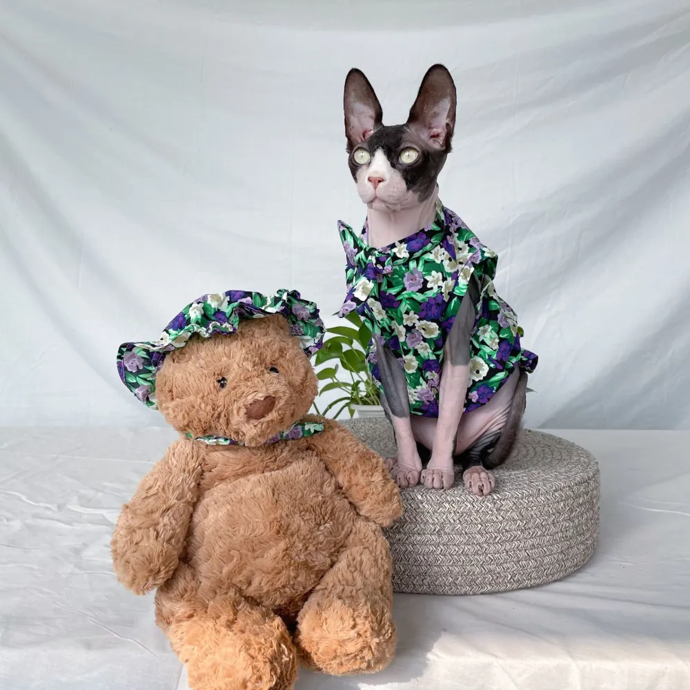 Cat Clothes Summer Thin Floral Dress Sphinx Hairless