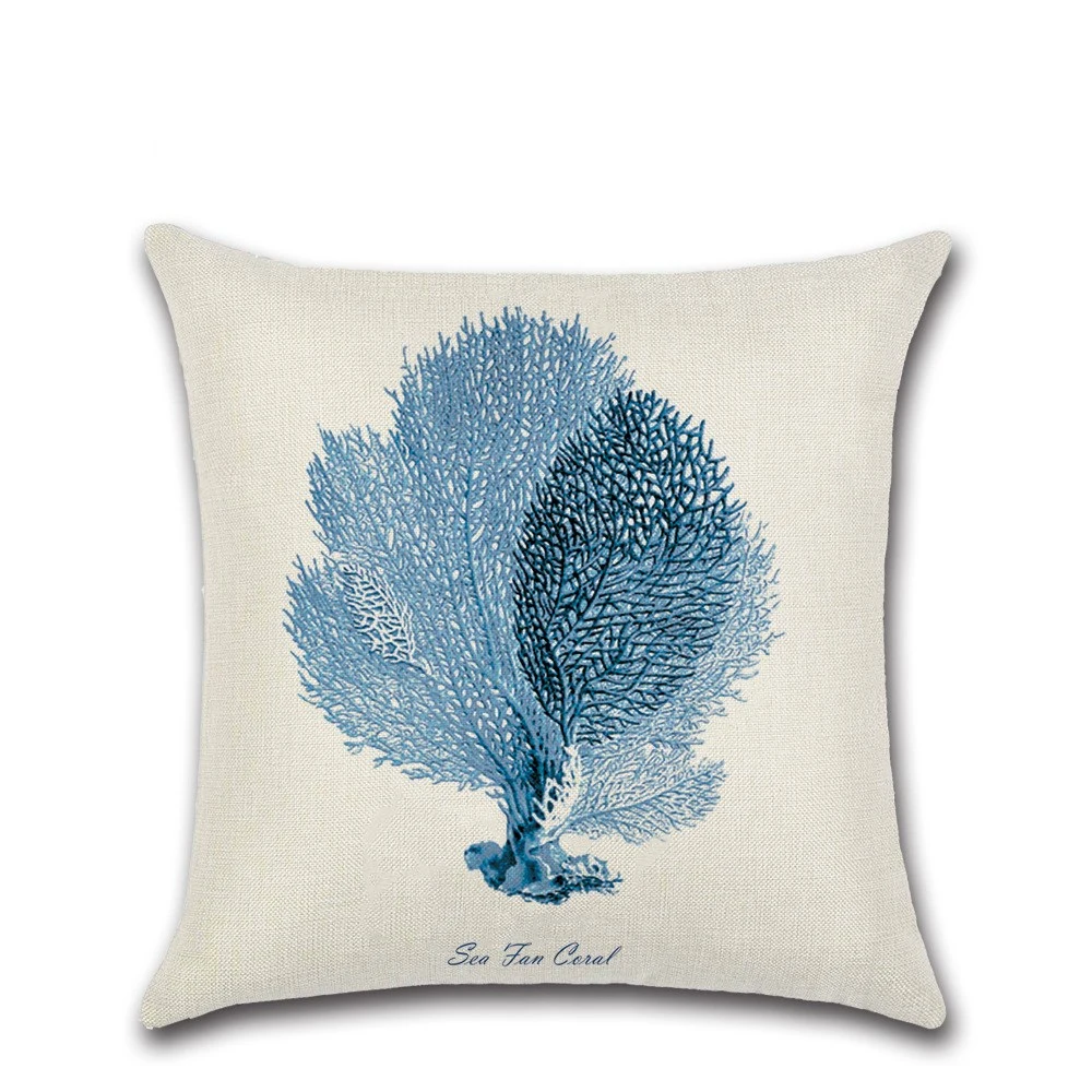 Seaweed Coral Cotton Linen Pillowcase