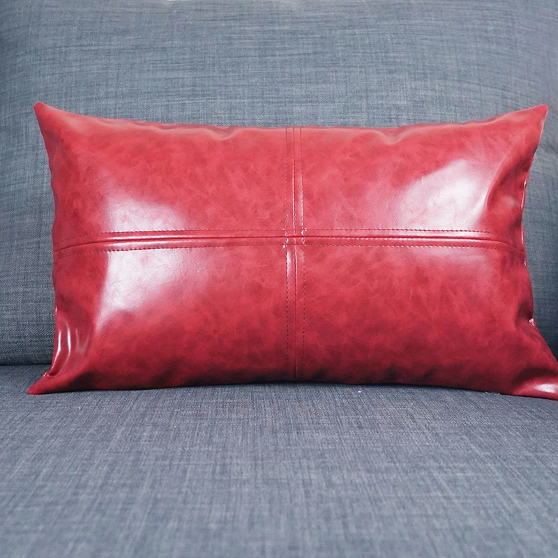 Light Luxury Crazy Horse Pattern Pu Cushion Cover Sofa Backrest Simulation Leather Pillowcase