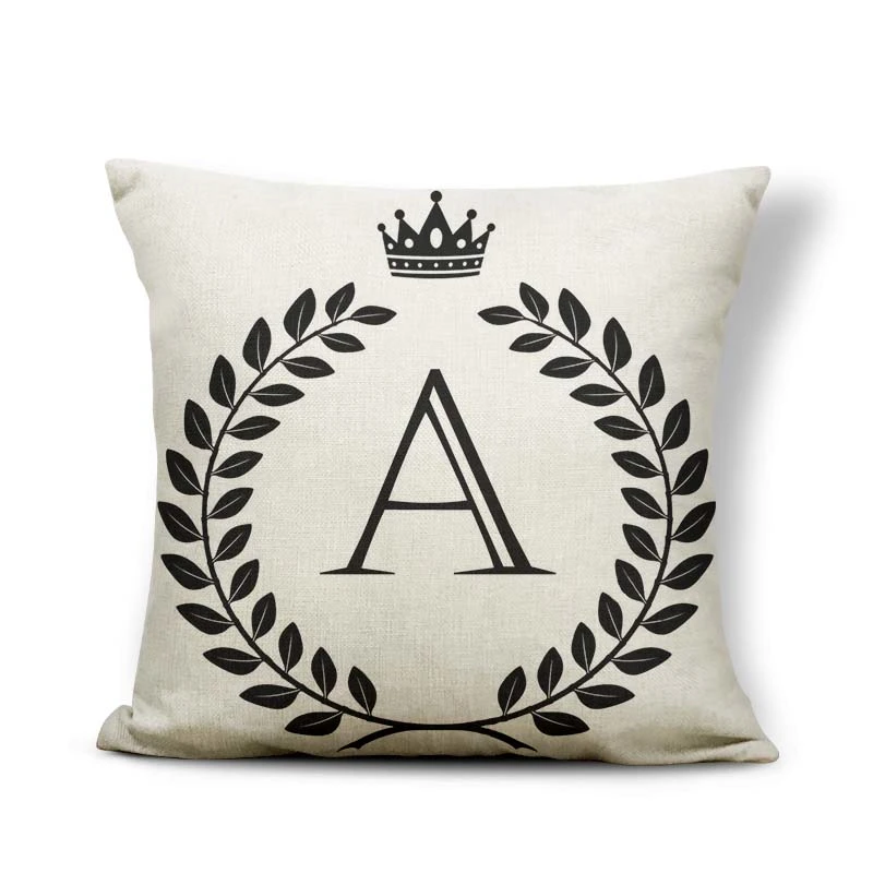 Black And White Pattern Crown 26 Letters Assembling Pillowcase