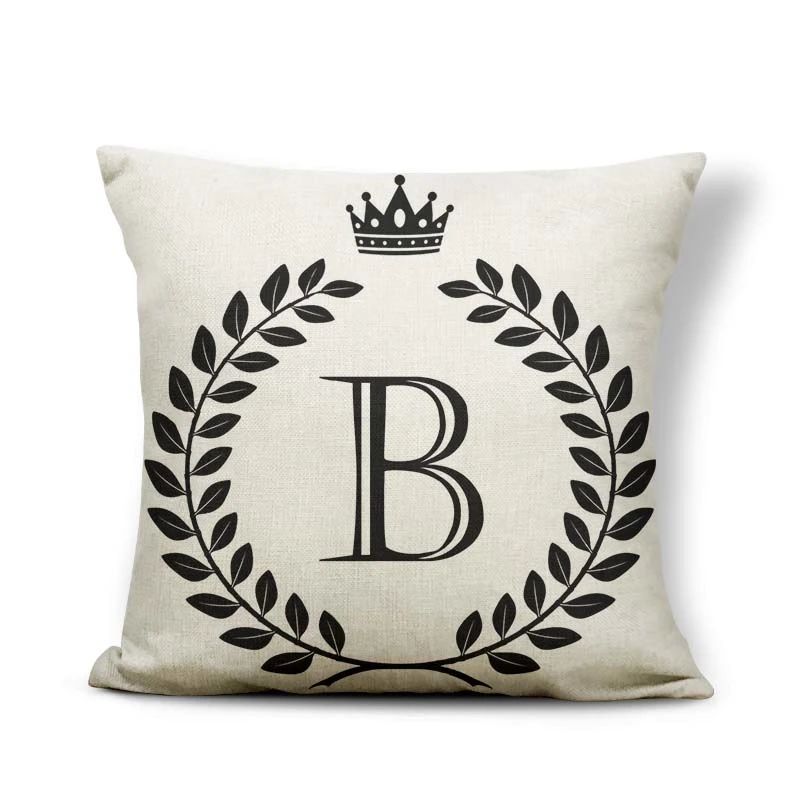 Black And White Pattern Crown 26 Letters Assembling Pillowcase