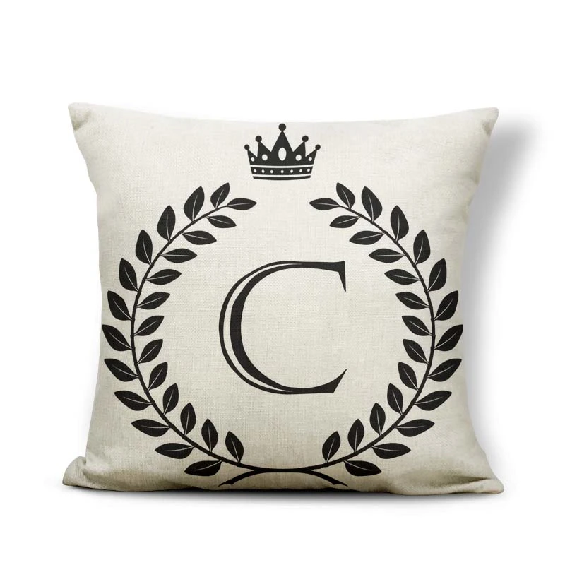 Black And White Pattern Crown 26 Letters Assembling Pillowcase