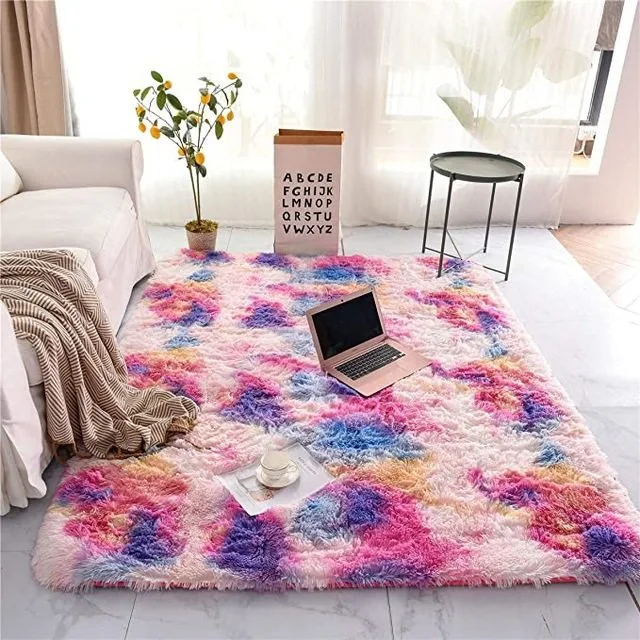 Tie-Dye Gradient Color Printed Silk Wool Carpet