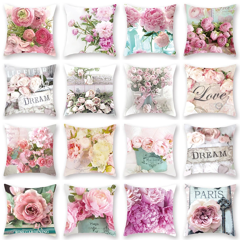 Watercolor Flower Pillow Digital Printing Car Office Pillow Cushion Wish Home