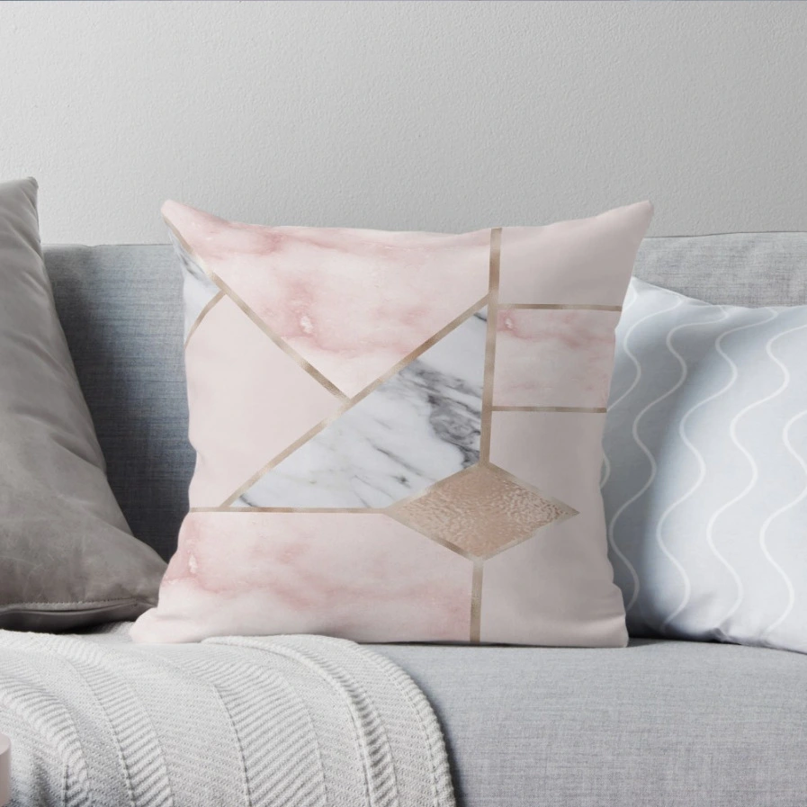 Geometric Rose Gold Gold Leaf Living Room Office Car Pillowcase