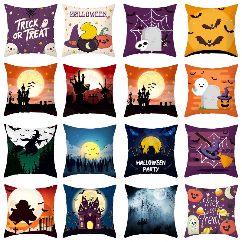 Home Cartoon Halloween Velvet Pumpkin Head Pillowcase