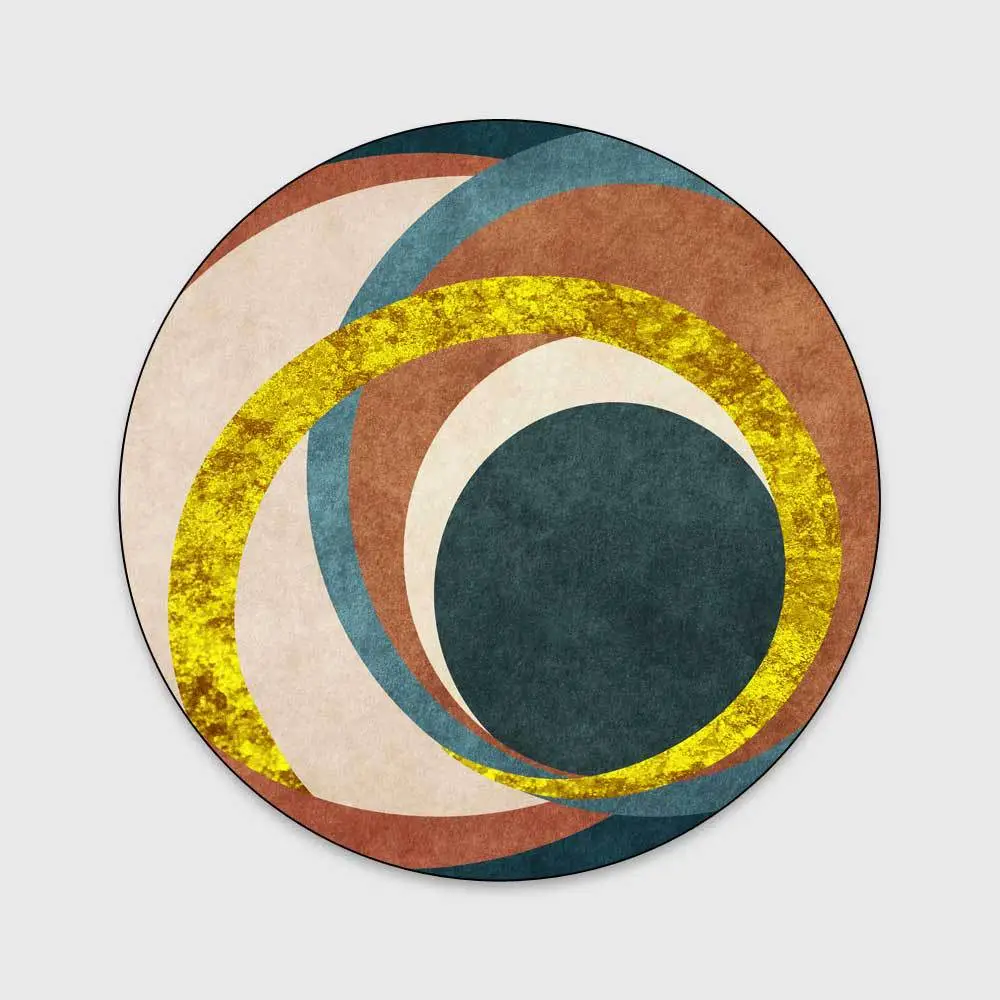 Nordic Green Kumquat Abstract Circle Living Room Bedroom Anti-slip Floor Mat Carpet