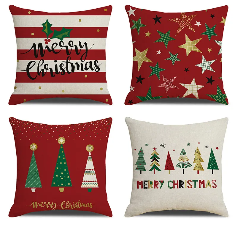 Christmas Day Throw Linen Cushion Pillowcase