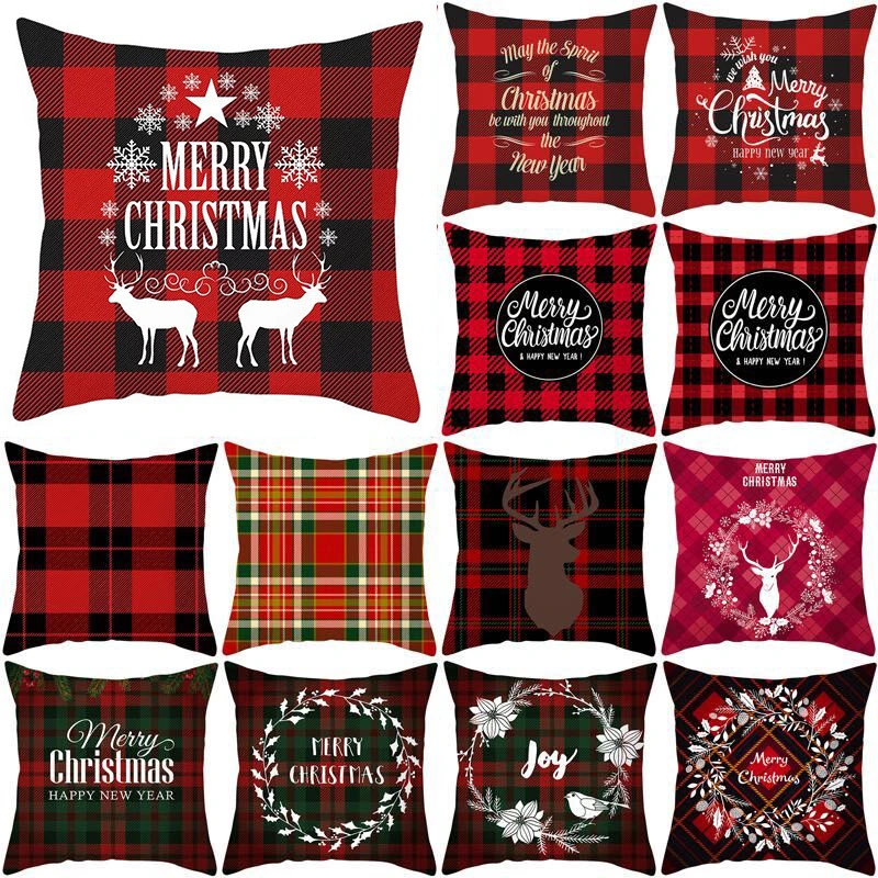 Fashion Classic Red Plaid Christmas Pillowcase