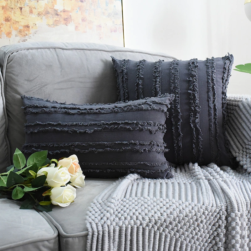 Cut Floral Fringed Sofa Pillowcases