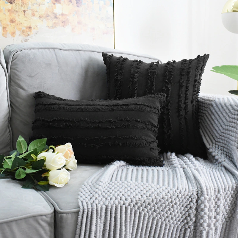 Cut Floral Fringed Sofa Pillowcases
