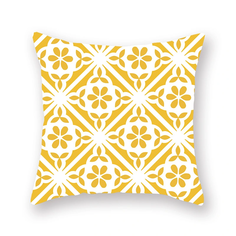 Nordic yellow geometric pillowcase