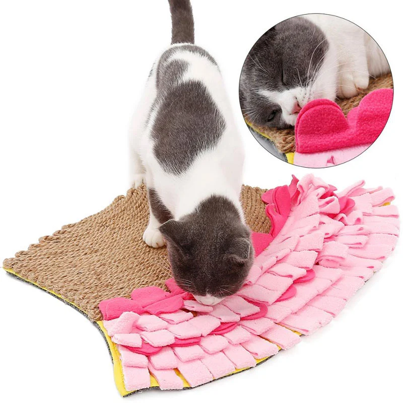 Natural Jute Puzzle Sniff Food Cat Mat Blanket