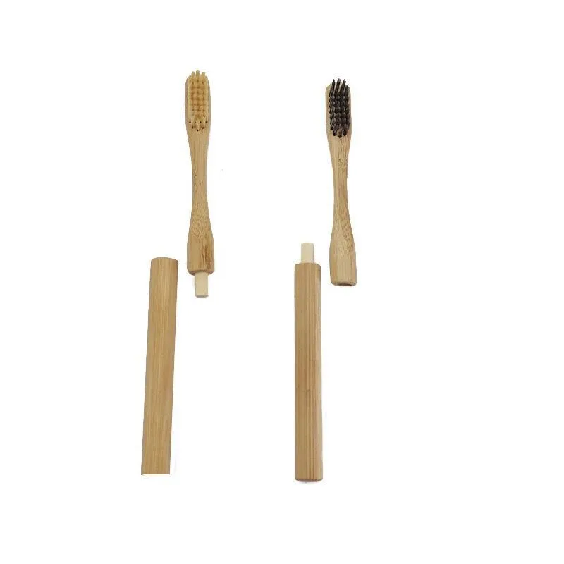 Replaceable Bamboo Toothbrush With Cylindrical Handle