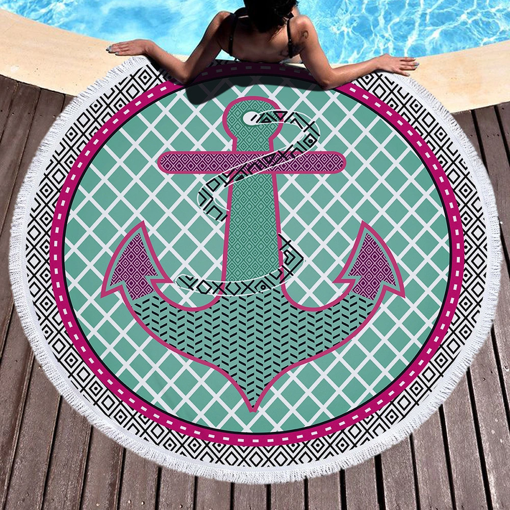 Export Off-The-Shelf Bath Towel, Microfiber Printing, Round Geometric Tortoise, Multifunctional Beach Towel, Logo Printing