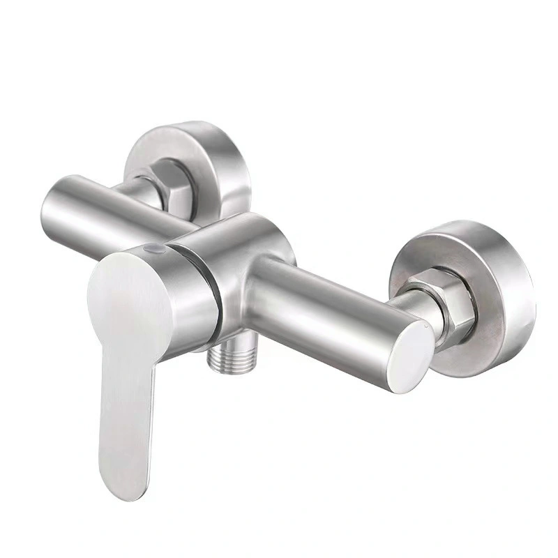 Stainless Steel Hot And Cold Water Mixer Wall Mounted Metal Handle Shower Faucets For Bathroom