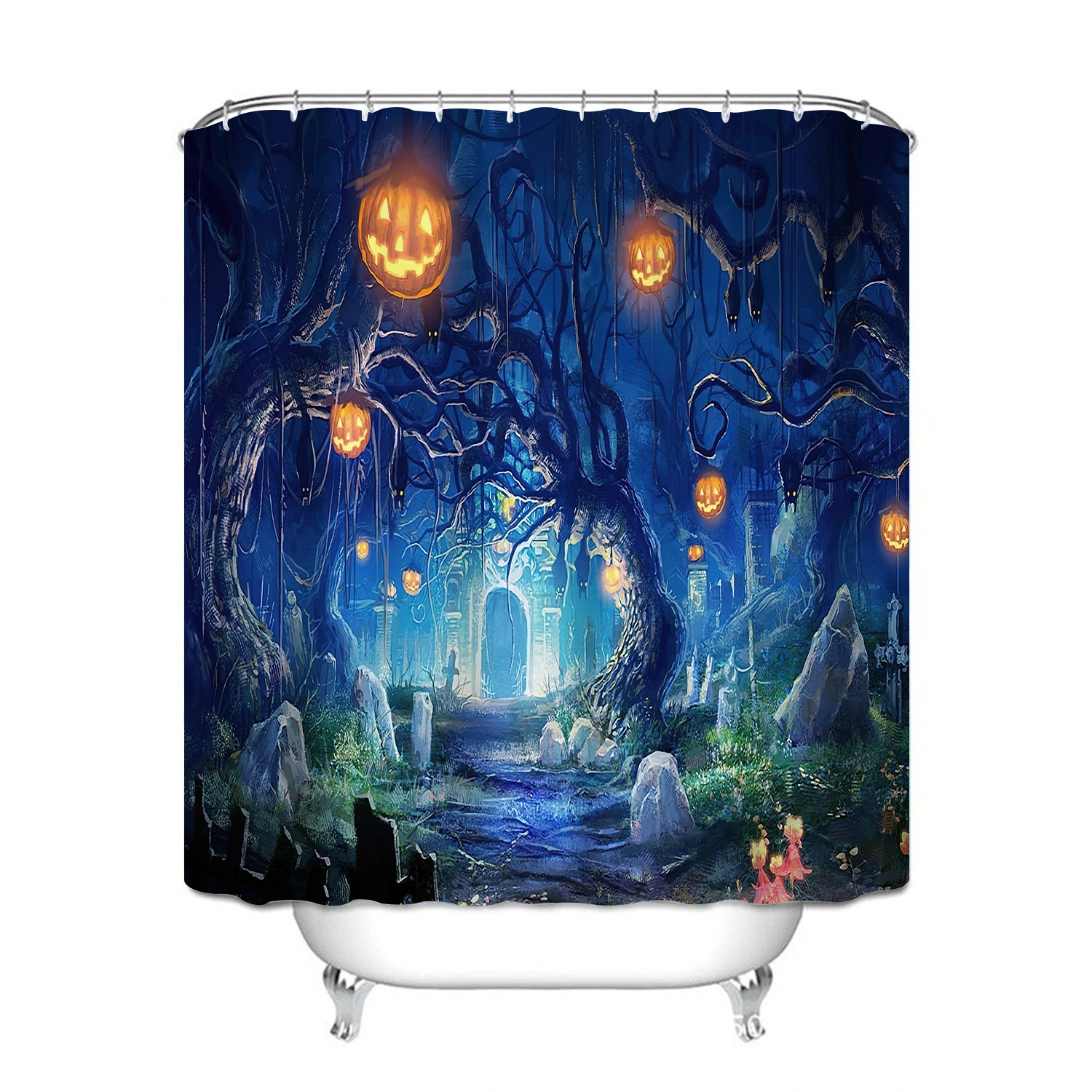 Cross Border North Halloween Waterproof And Mildew Shower Curtain
