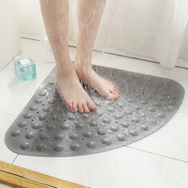 Simple Solid Color Fan Shaped Bathroom Non Slip Mat