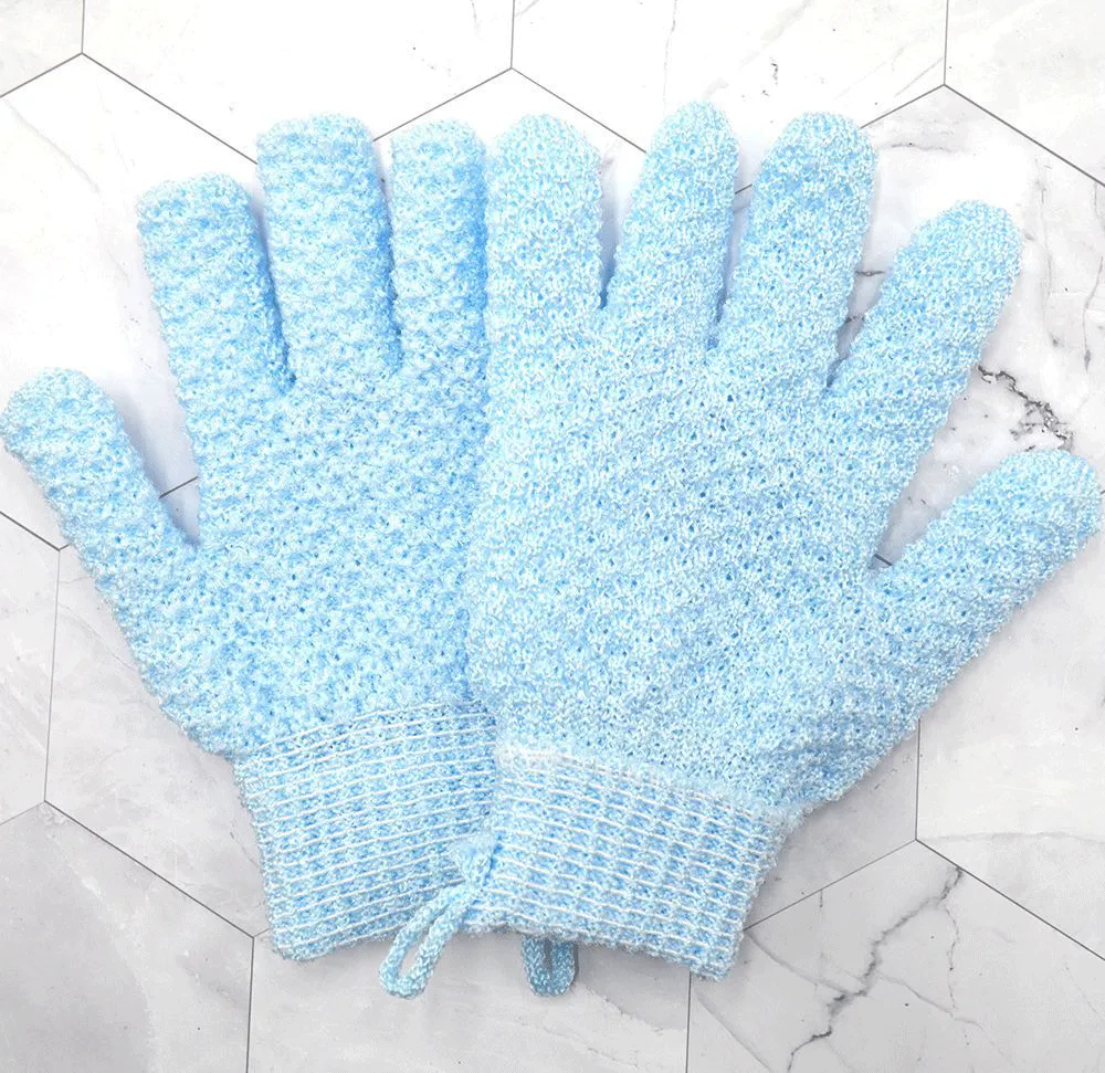 Five Finger Jacquard Bathing Frosted Double-sided Gloves