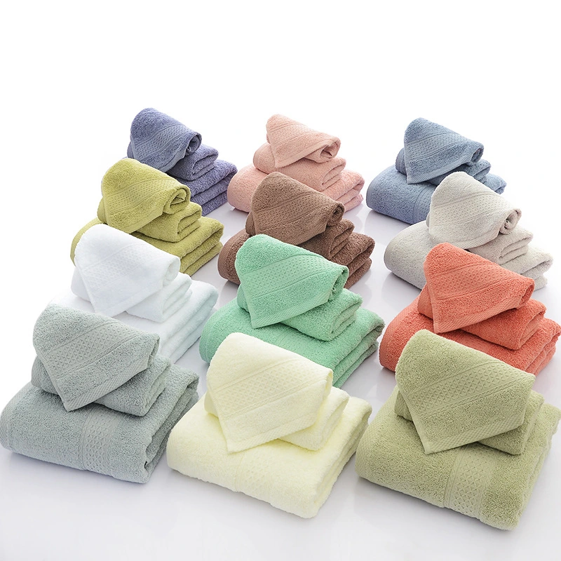 Bath Towel Long Staple Cotton Padded Towel Towel Square Plain Color