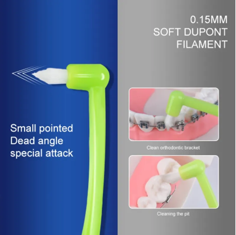 Wisdom tooth socket cleaning orthodontic toothbrush